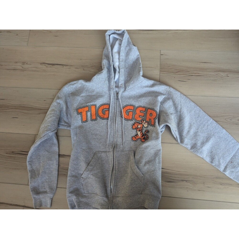 Walt Disney World Tigger Graphic Embroidered Full Zip Gray Hoodie Small
